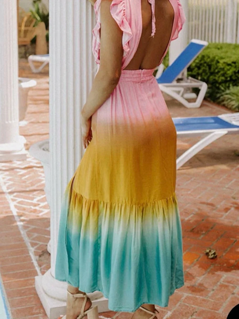 Malibu Bum ombre beach dress cover up with slit